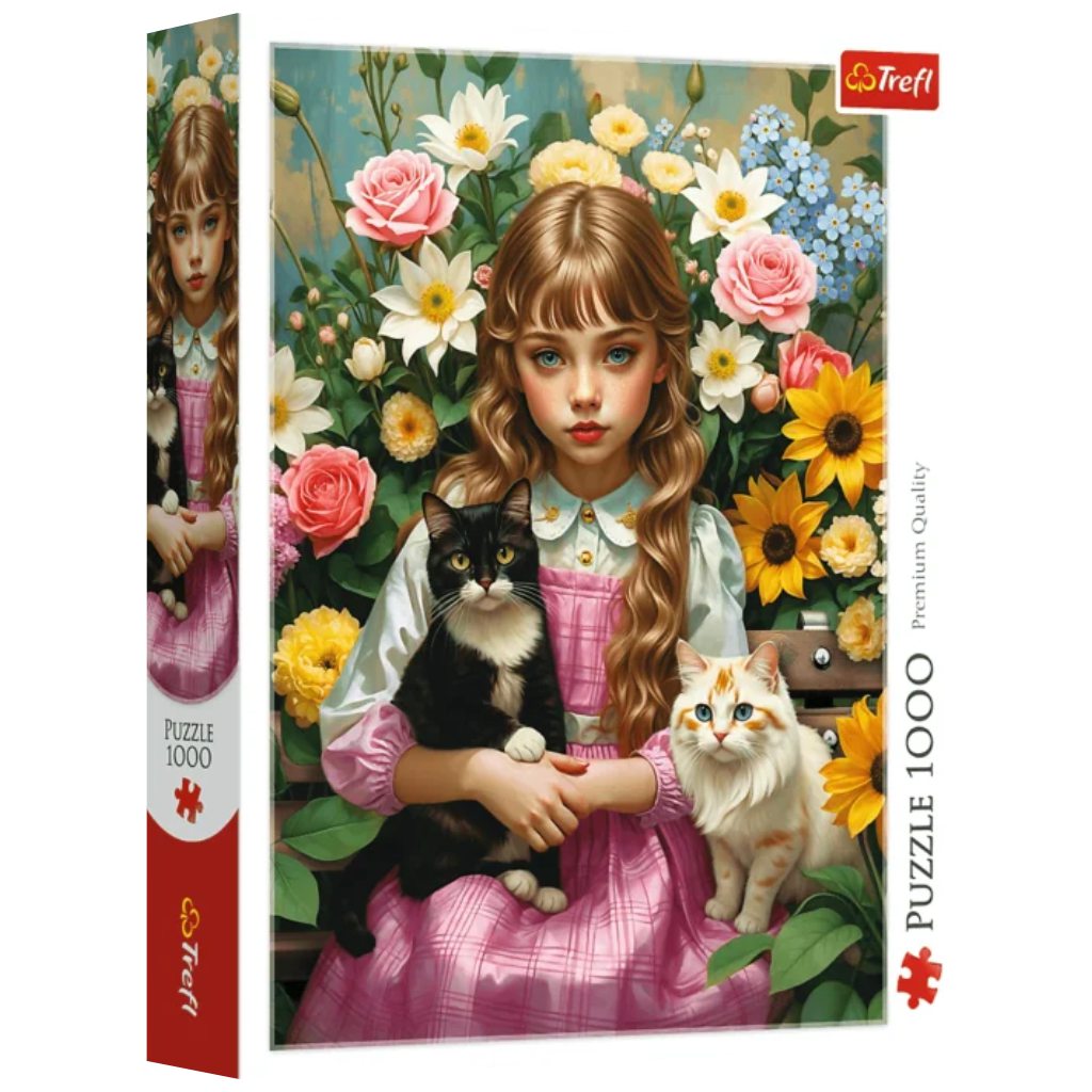 Lány cicákkal 1000db-os puzzle - Trefl kép 1