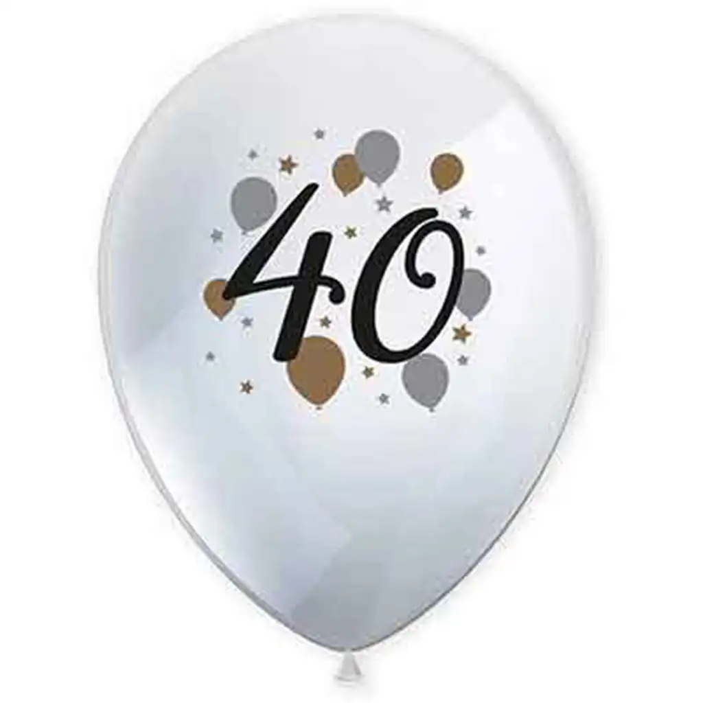 "40" év mintás latex lufi 6db-os szett kép 1