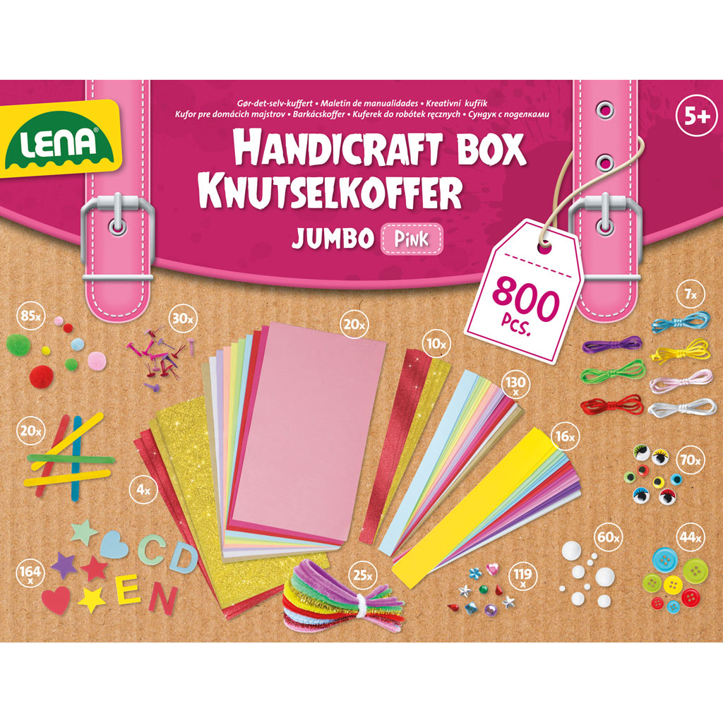 LENA: Jumbo rózsaszín barkácskoffer 800db-os kreatív játékszett kép 3