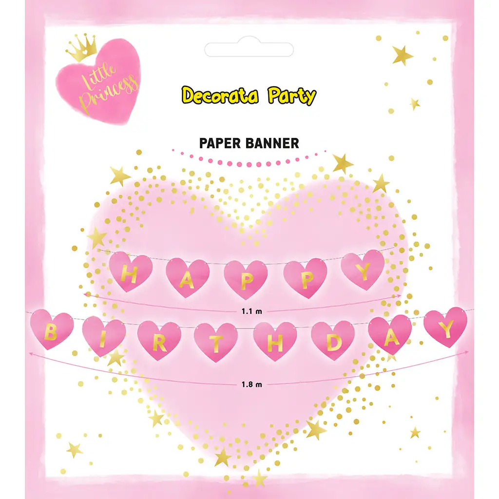 Little Princess szülinapi "Happy Birthday" party banner kép 1