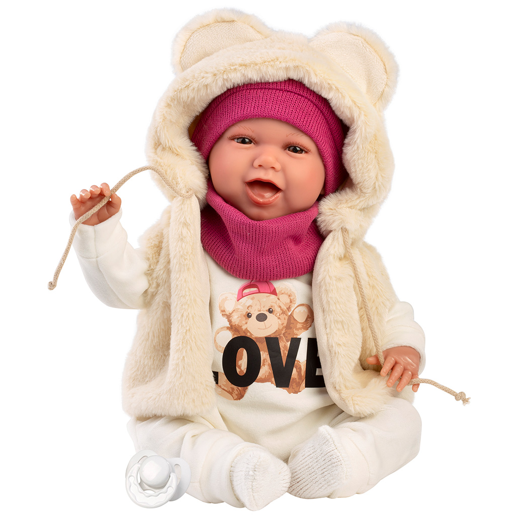Llorens: Mimi 42cm-es síró baba Love Bear macis szettben kép 1
