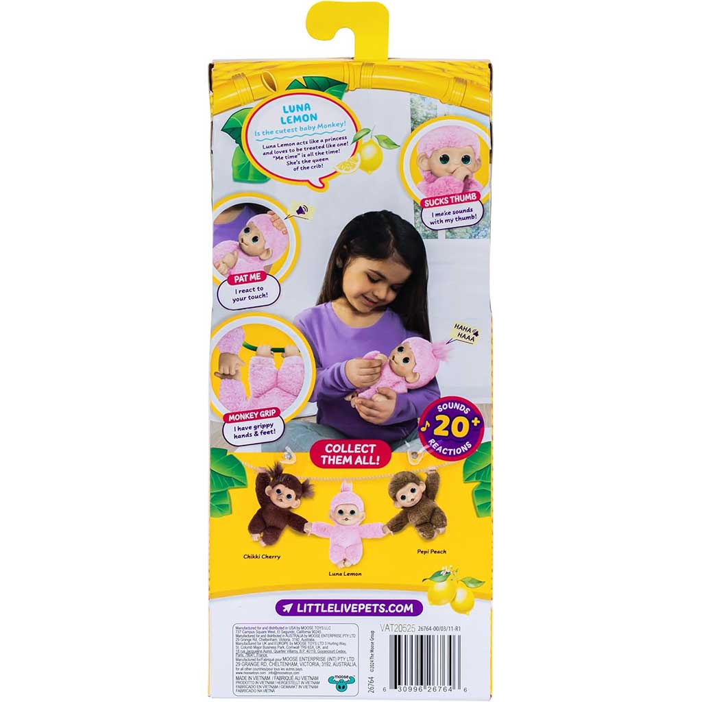 Little Live Pets: Mini Maki Luna Lemon interaktív pink majom kép 3