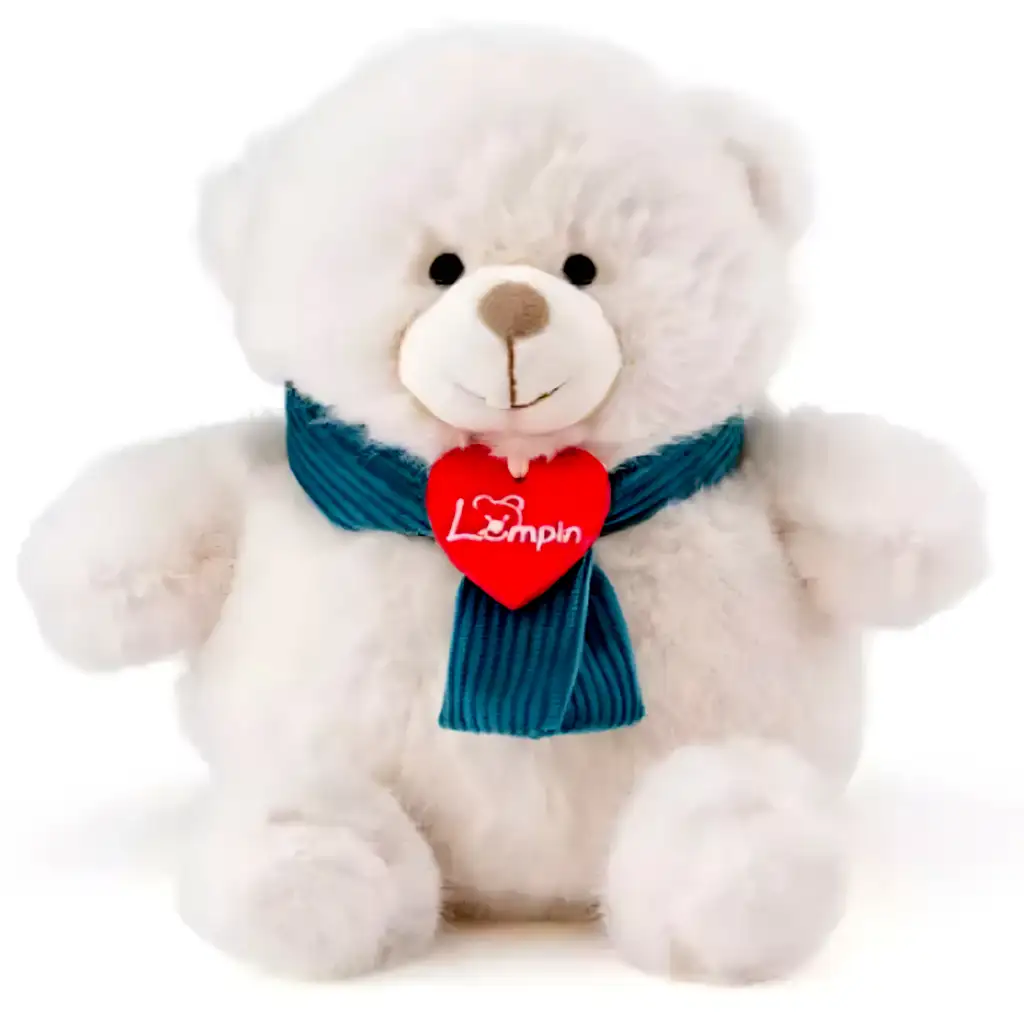 Teddy fehér plüss maci kék sállal 18cm - Lumpin kép 1
