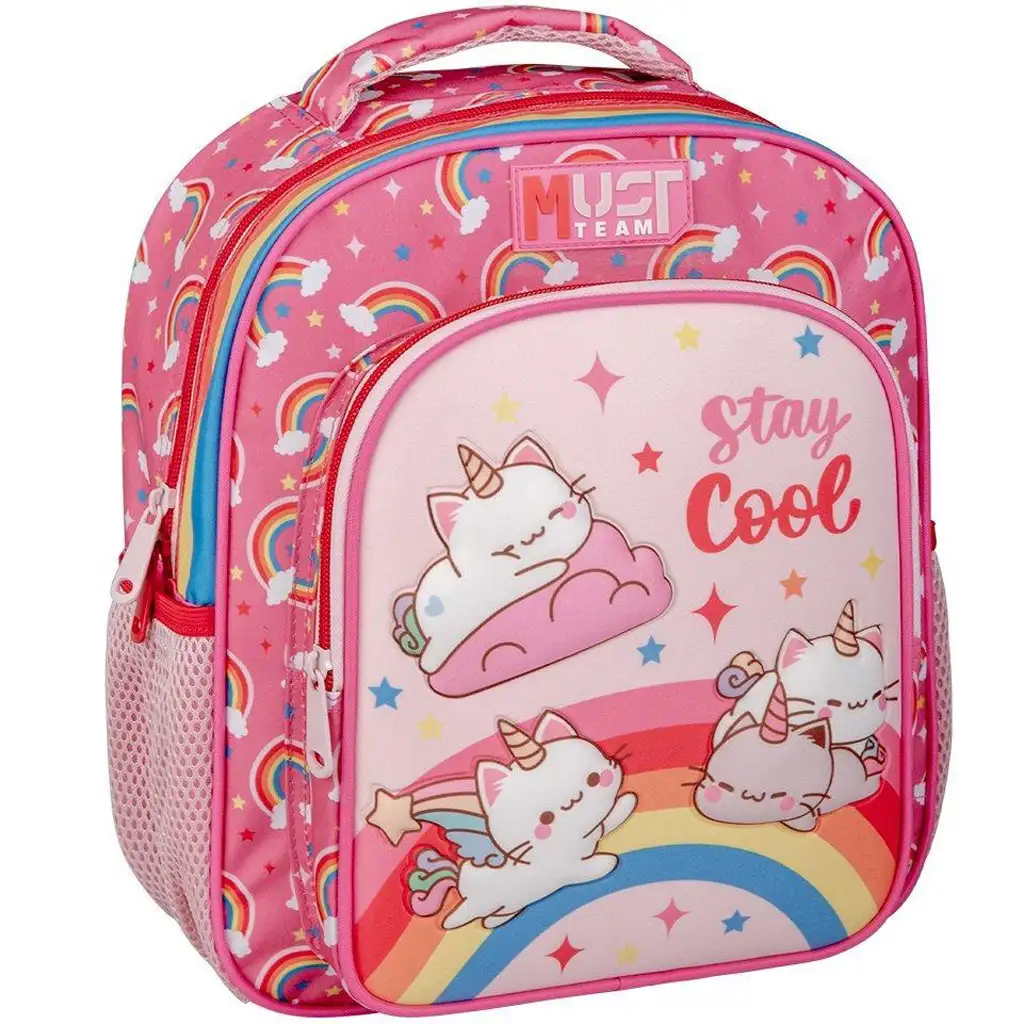 Luna: Must Team unikornis cicák lekerekített 2 rekeszes ovis hátizsák 27x10x31cm kép 1