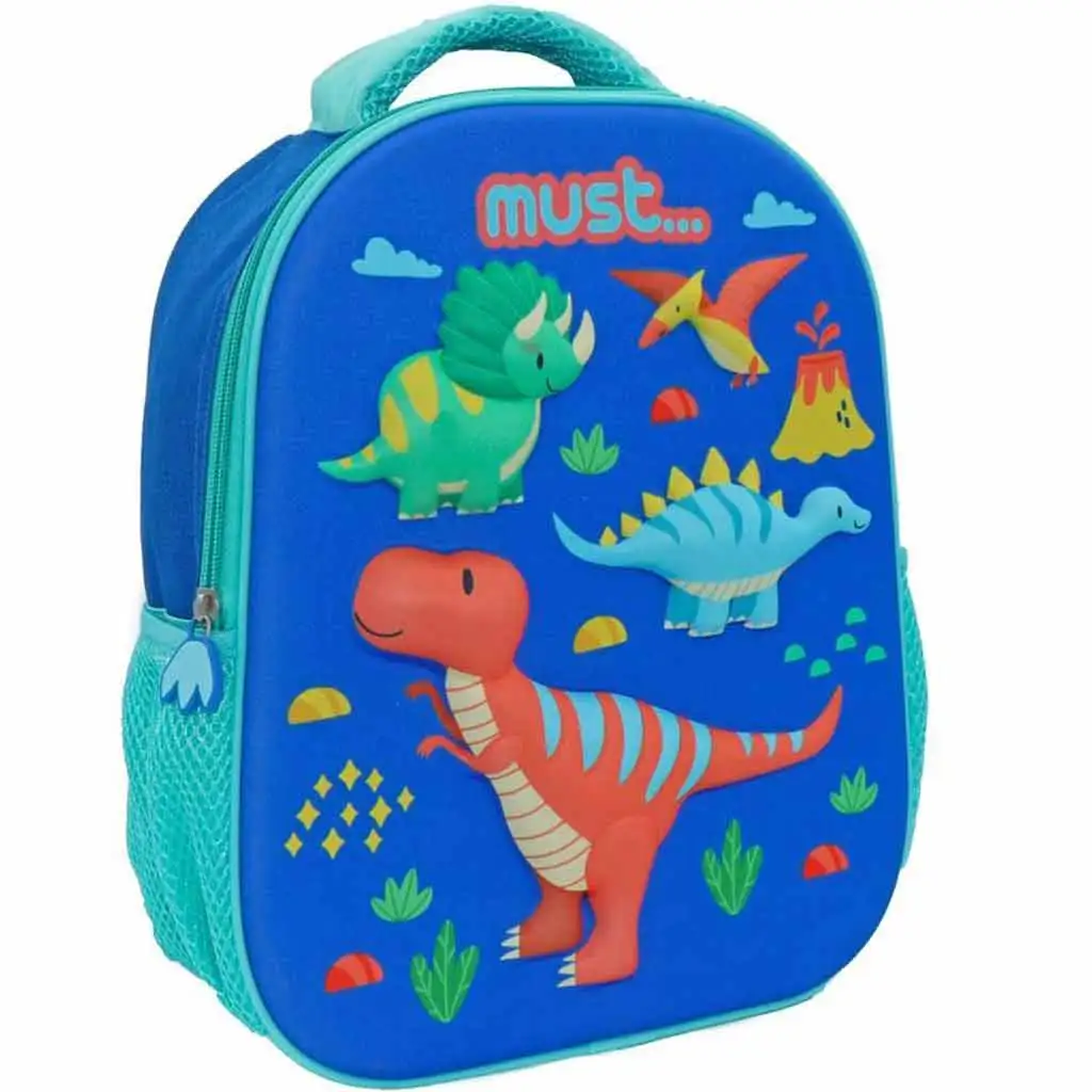 Luna: Dinoszaurusz mintás lekerekített egyrekeszes iskolatáska 26x10x32cm kép 1
