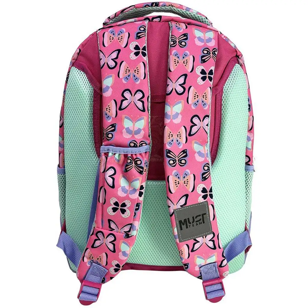 Luna: Must Team pillangós lekerekített 3 rekeszes iskolatáska, hátizsák 32x18x43cm kép 2