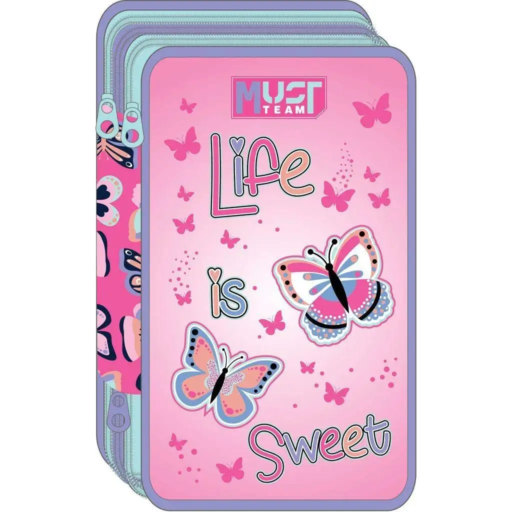 Luna: Life is Sweet pillangós 3 szintes töltött tolltartó kép 1