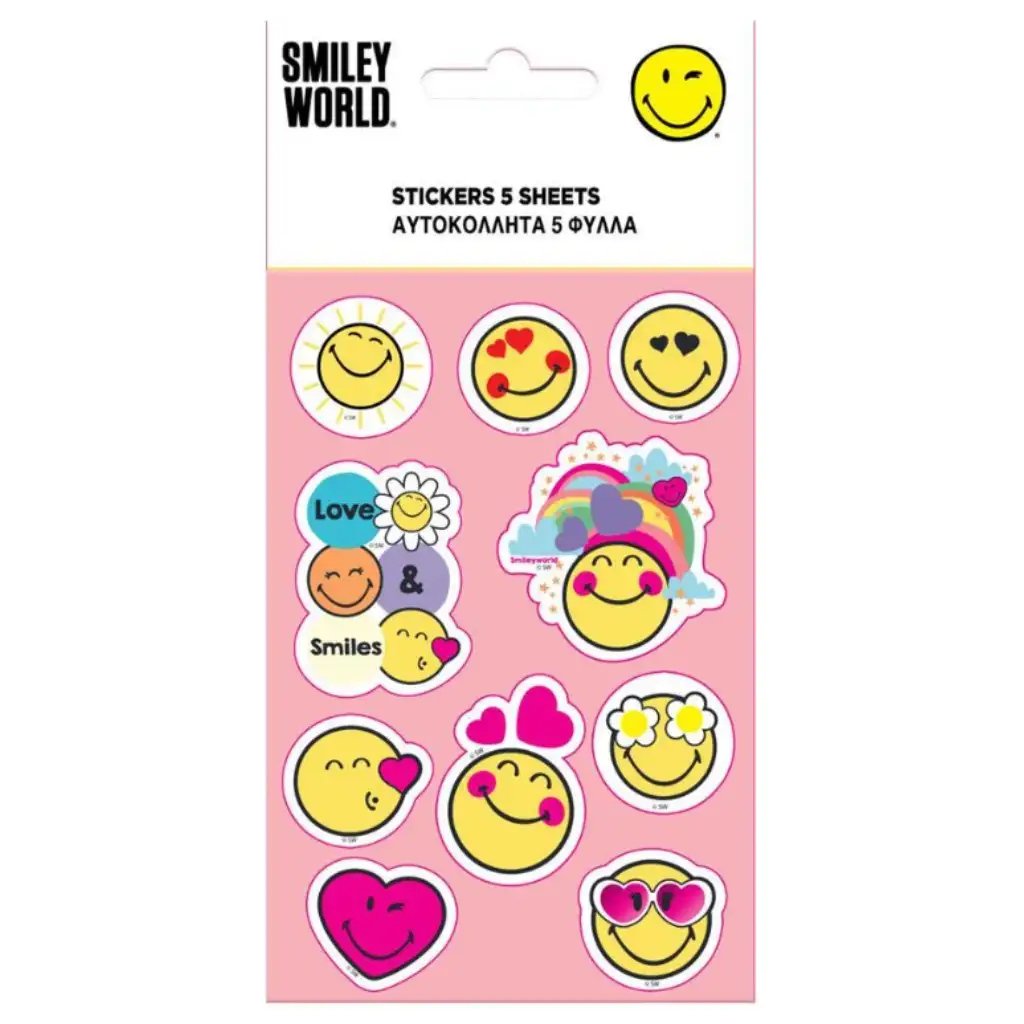 Smiley öntapadós matrica szett  8x12cm-es íven 5db kép 1