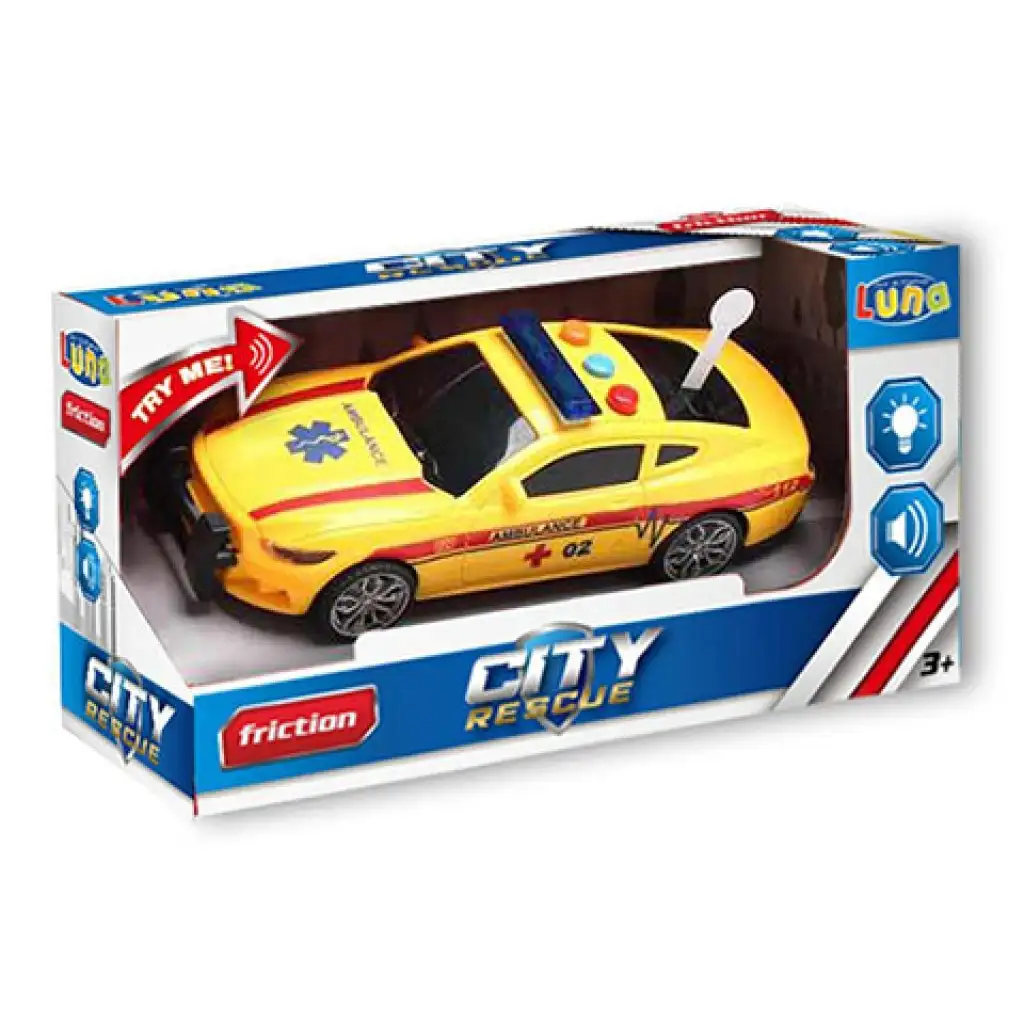 City Rescue mentőautó fénnyel és hanggal sárga kép 1