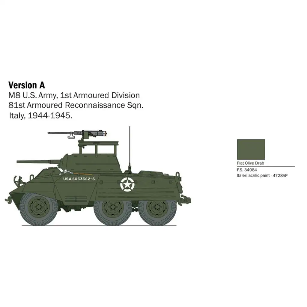 Italeri 1/56 M8/M20 tank makett kép 3