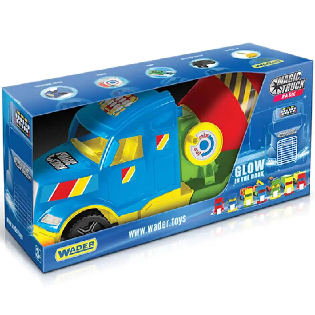 Magic Truck: Betonkeverő mixer kocsi fluoreszkáló lámpákkal 60cm - Wader kép 1