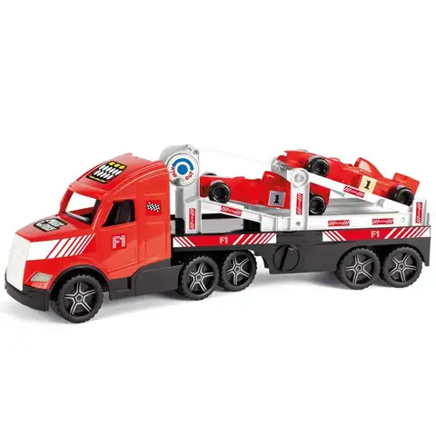 Magic Truck: Forma 1 versenyautókat szállító kamion fluoreszkáló lámpákkal 81cm - Wader kép 1
