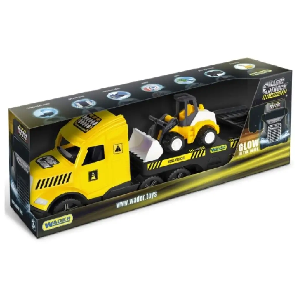 Magic Truck Technic: Kamion buldózerrel és fénnyel 80cm-es - Wader kép 1