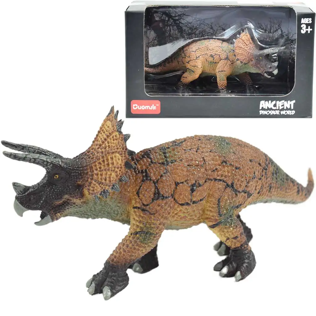 Dino World: Részletgazdagon kidolgozott 16cm-es Triceratops dinoszaurusz figura díszcsomagolásban kép 1
