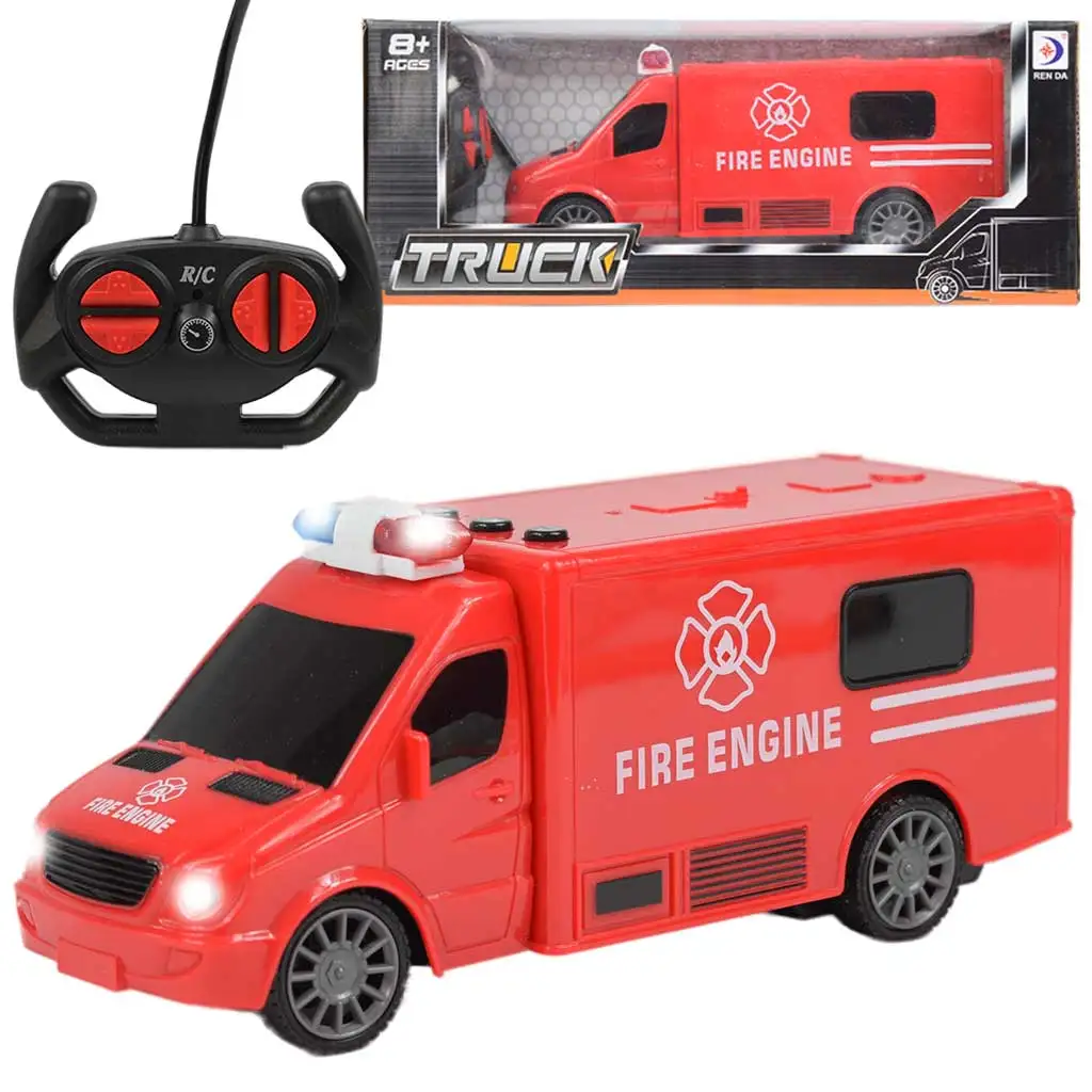 RC Távirányítós tűzoltóautó rohamkocsi fényeffektekkel 1/30-as méretarány 20cm kép 1