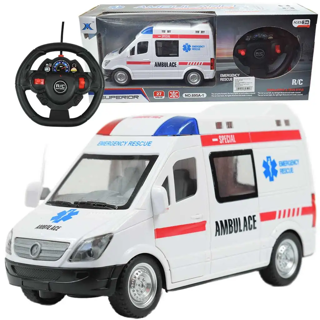 RC Távirányítós mentőautó fényeffektekkel 1/48-as méretarány 27 MHz 23cm kép 1