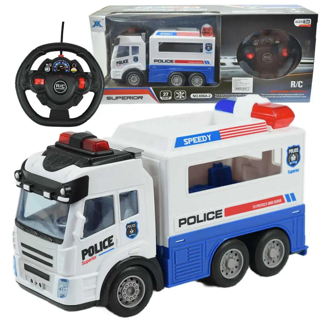 RC Távirányítós rendőrségi rabszállító autó fényeffektekkel 1/43-as méretarány 27Mhz 21cm kép 1
