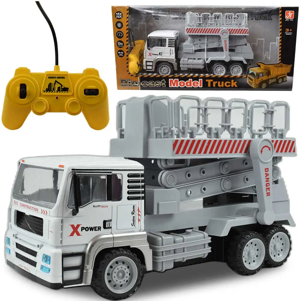 RC Távirányítós fém fülkés emelőkosaras teherautó fényeffektekkel 27MHz 1/12-es méretarány 32cm kép 1