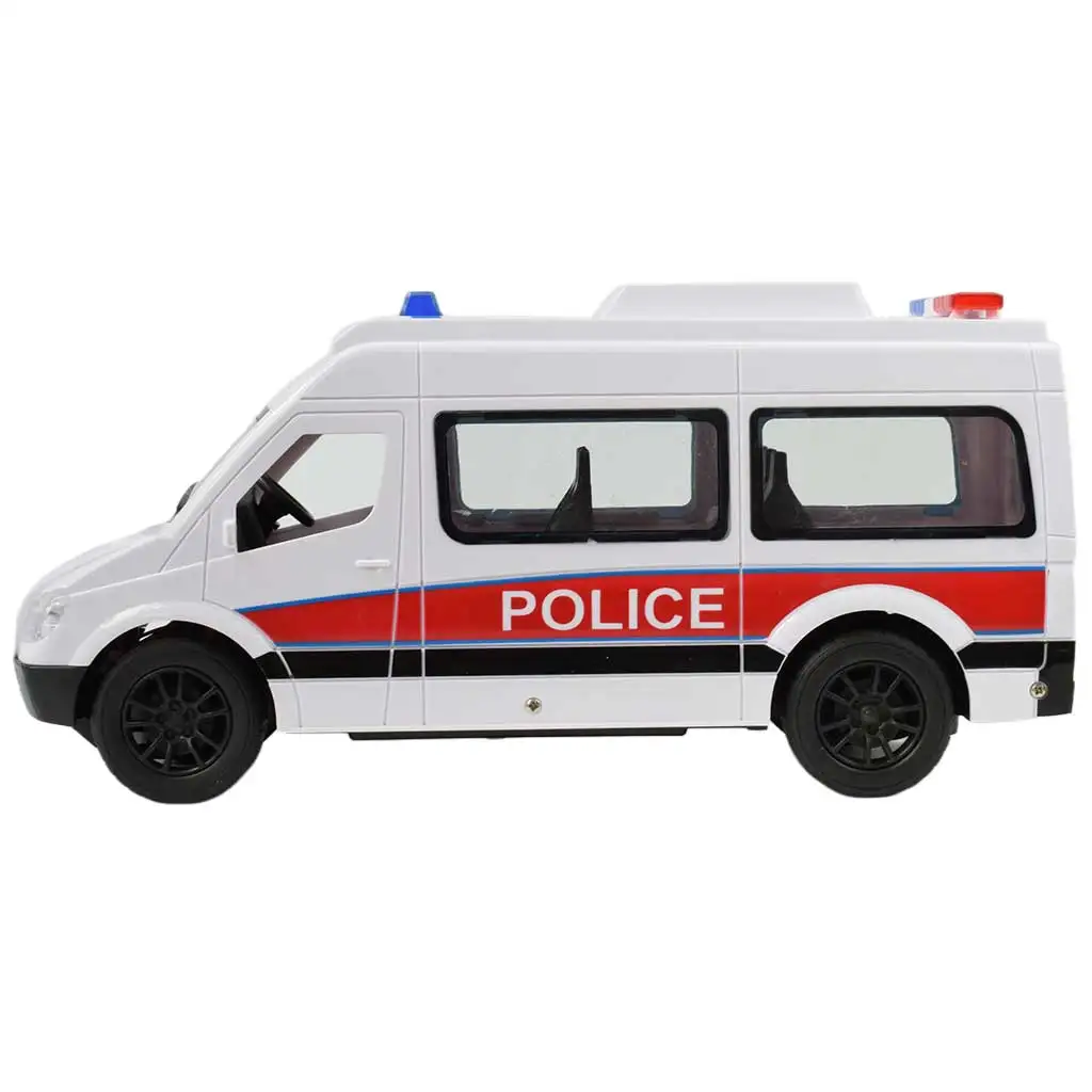 RC Távirányítós fehér rendőrségi kisbusz fényeffektekkel 2,4GHz 1/12-es méretarány 30cm kép 3