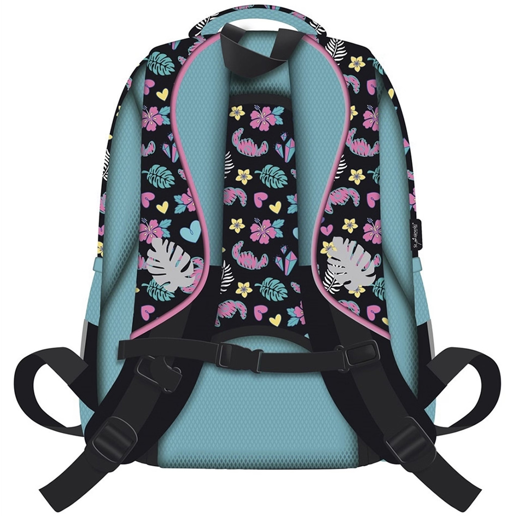 Disney Stitch mintás 4 rekeszes iskolatáska, hátizsák kék pomponnal BPL58 40x29x19 cm kép 2