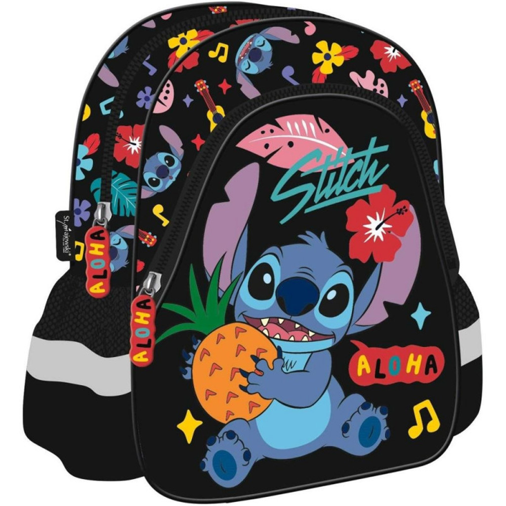 Disney Stitch Aloha fekete színű ovis hátizsák 29x22x9 cm kép 1