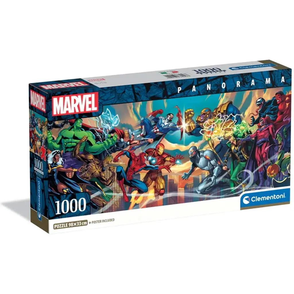Marvel hősök 1000db-os panoráma puzzle poszterrel - Clementoni kép 1