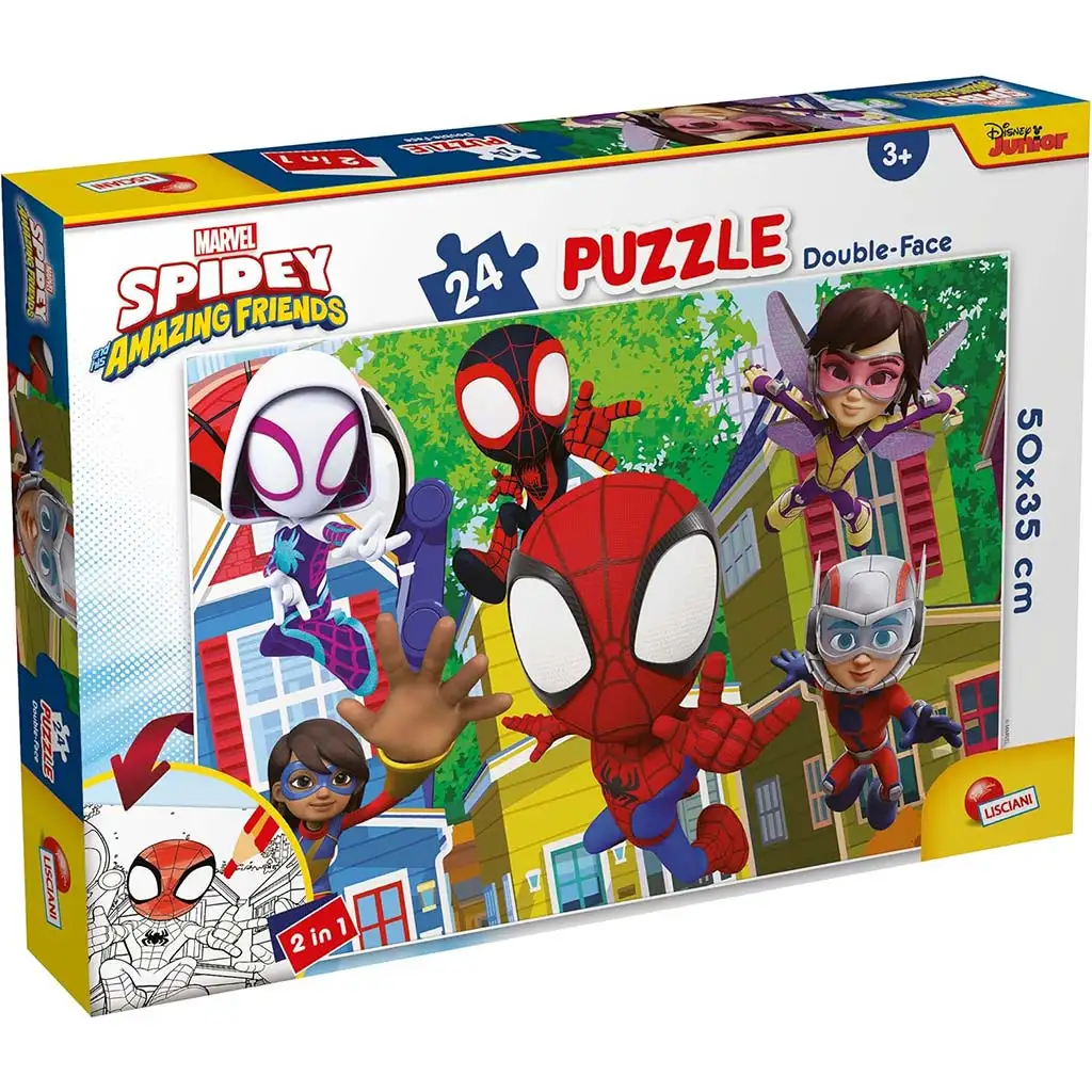 Marvel Spidey és csapata 2 az 1-ben 24db-os puzzle és színező 50x35cm - Lisciani kép 1