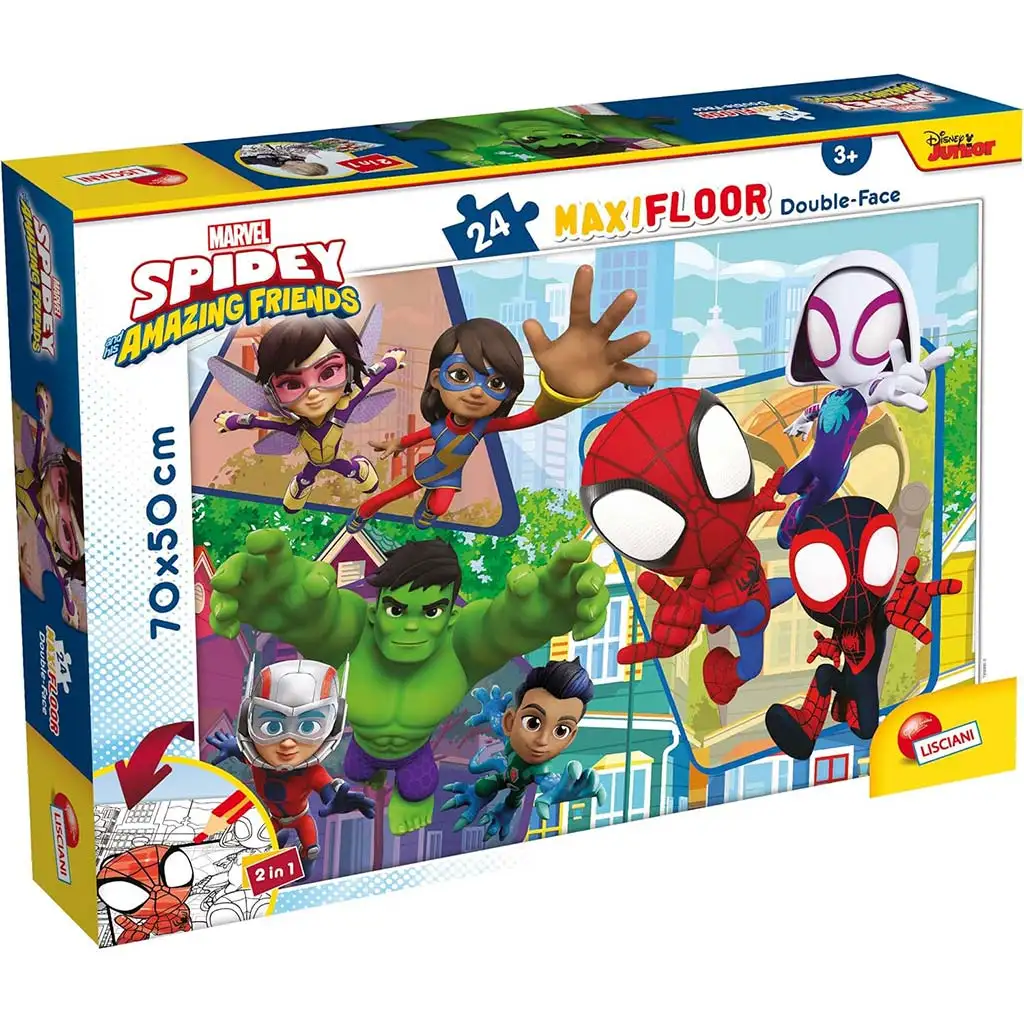 Marvel Spidey 2 az 1-ben maxi 24db-os puzzle és színező 70x50cm - Lisciani kép 1