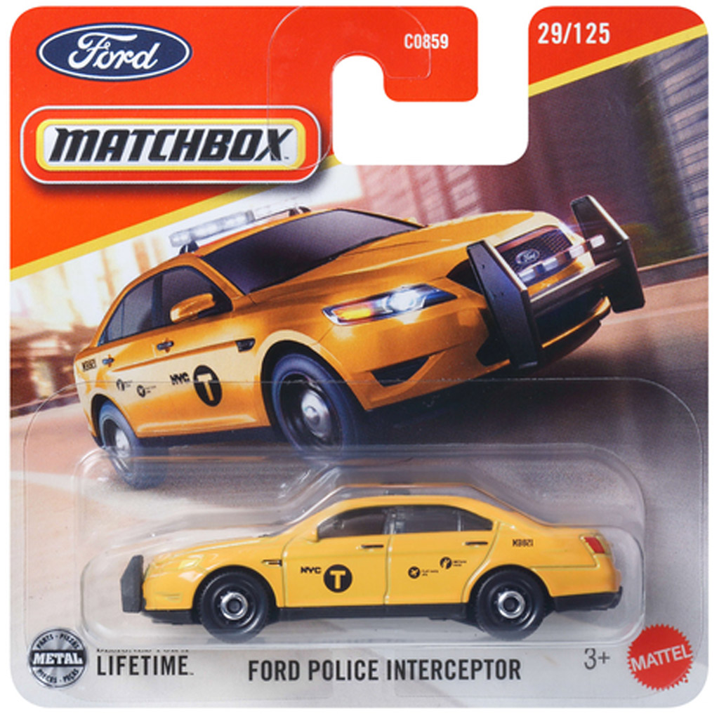 Matchbox: Ford Police Interceptor sárga kisautó 1/64 - Mattel kép 1