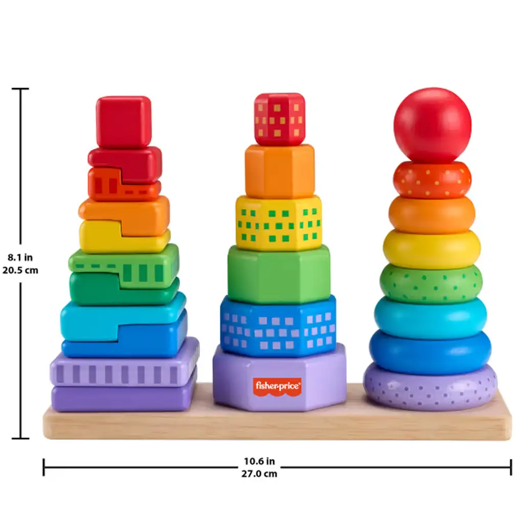 Fisher-Price Színes formaválogató és toronyépítő piramis játékszett - Mattel kép 2