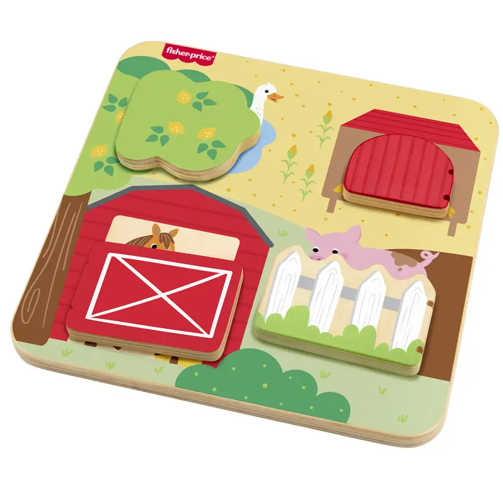 Fisher-Price: Wood fa kukucsfarm készségfejlesztő játék - Mattel kép 2