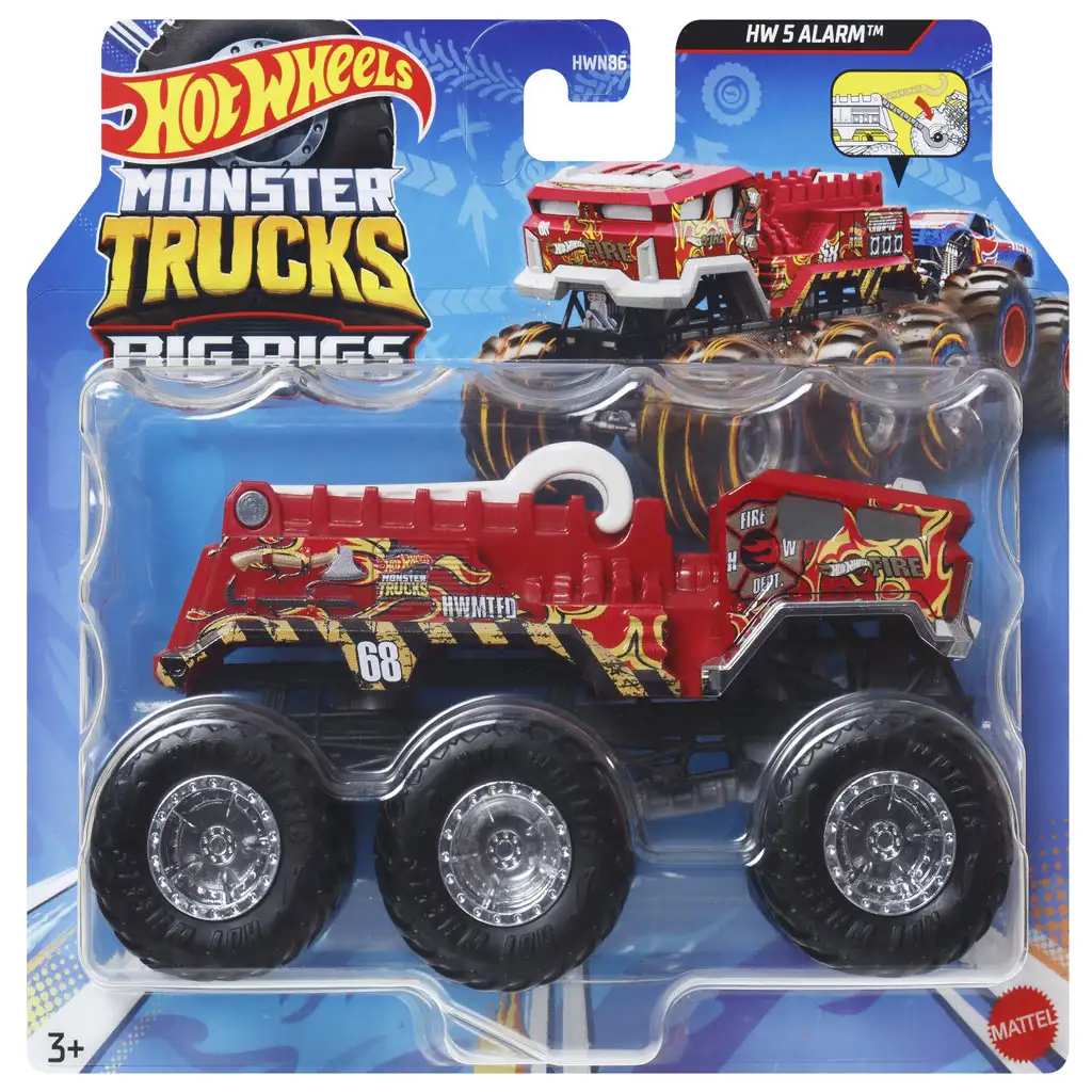 Hot Wheels Monster Trucks: Big Rigs HW 5 Alarm hatkerekű járgány 1:64 - Mattel kép 1