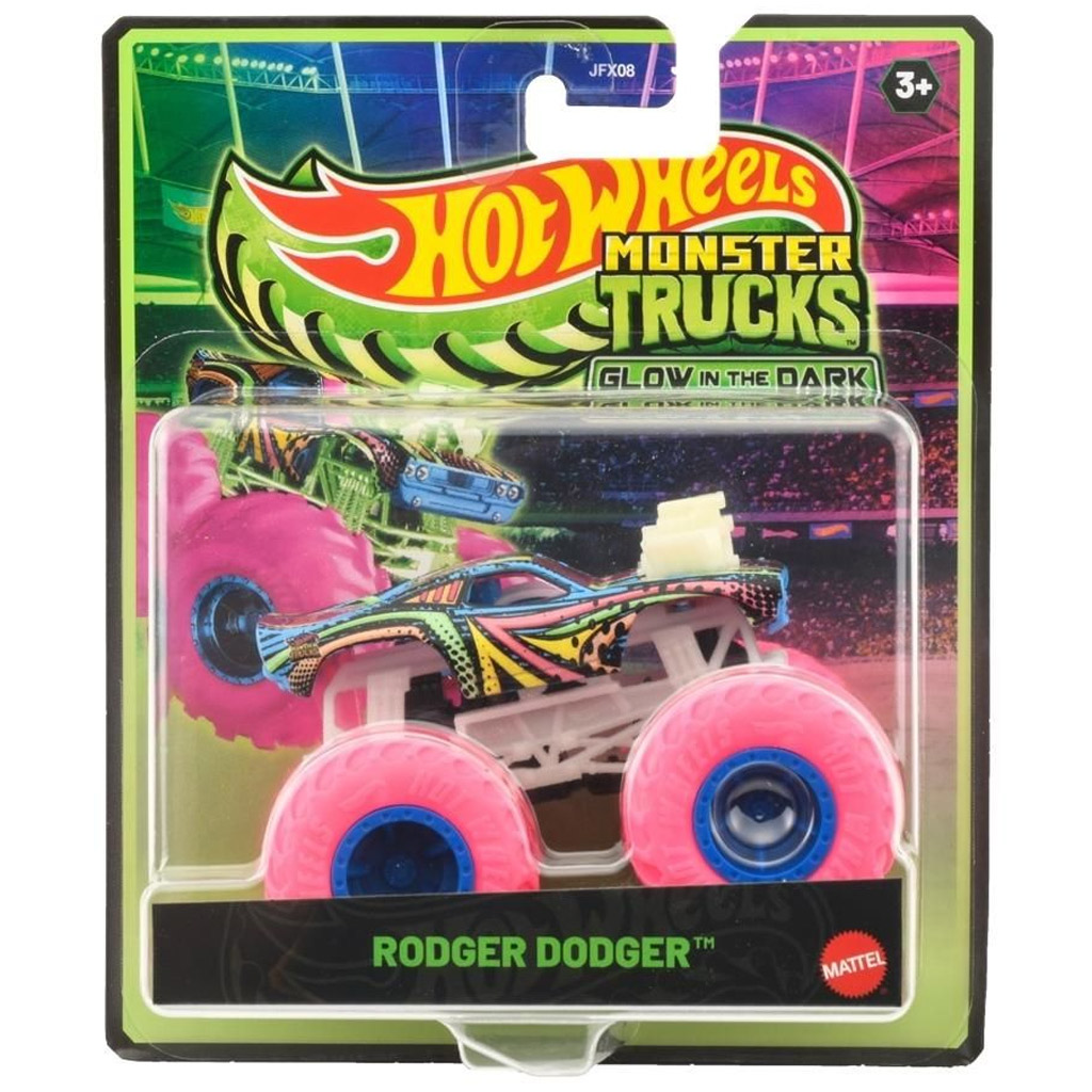Hot Wheels Monster Trucks Rodger Dodger sötétben világító kisautó 1/64 - Mattel kép 1