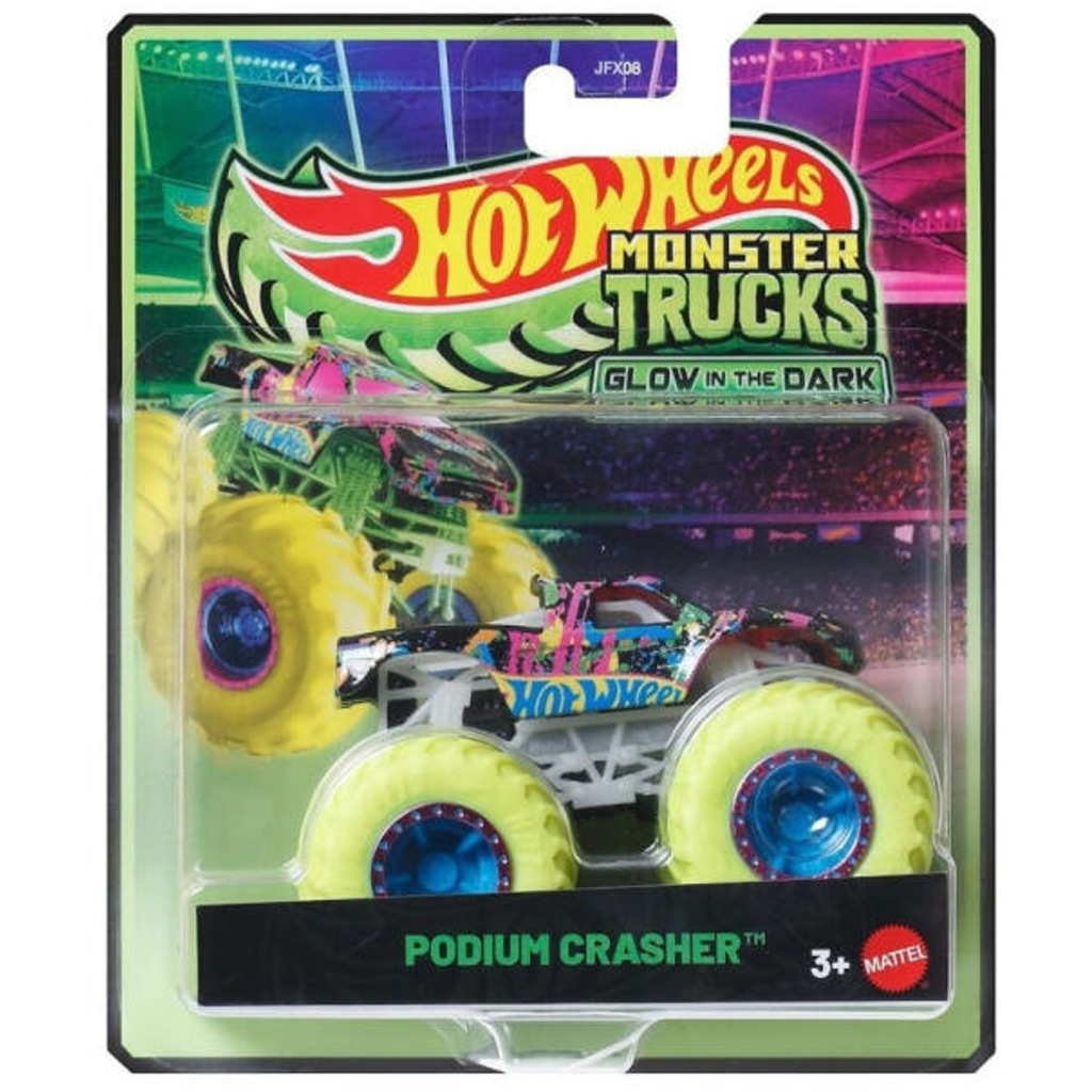 Hot Wheels Monster Trucks: Podium Crasher sötétben világító kisautó 1/64 – Mattel kép 1