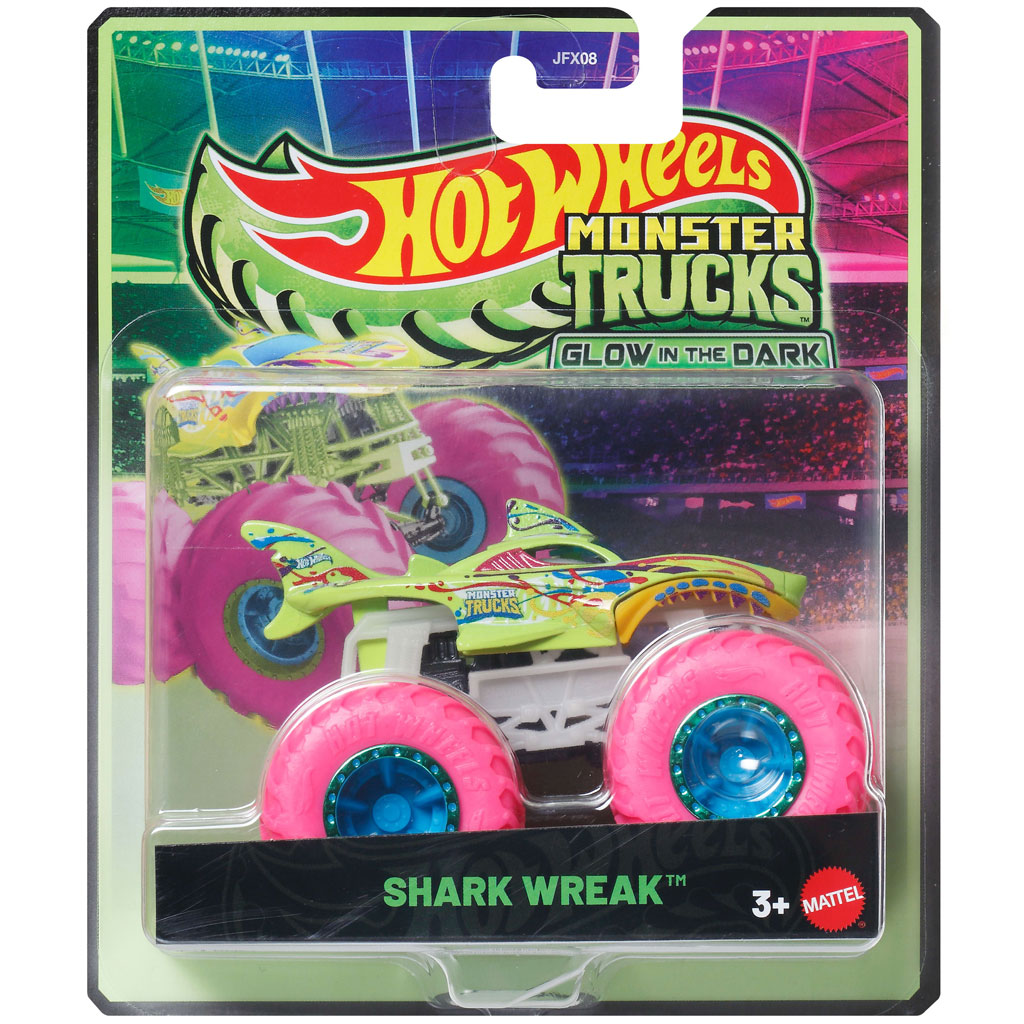 Hot Wheels Monster Trucks: Shark Wreak sötétben világító kisautó 1/64 – Mattel kép 1