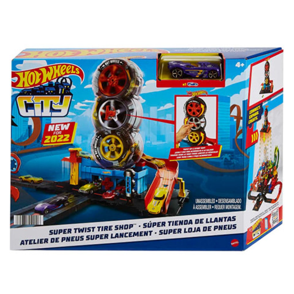 Hot Wheels: City Tripla kerekes gumiszerviz játékszett - Mattel kép 1