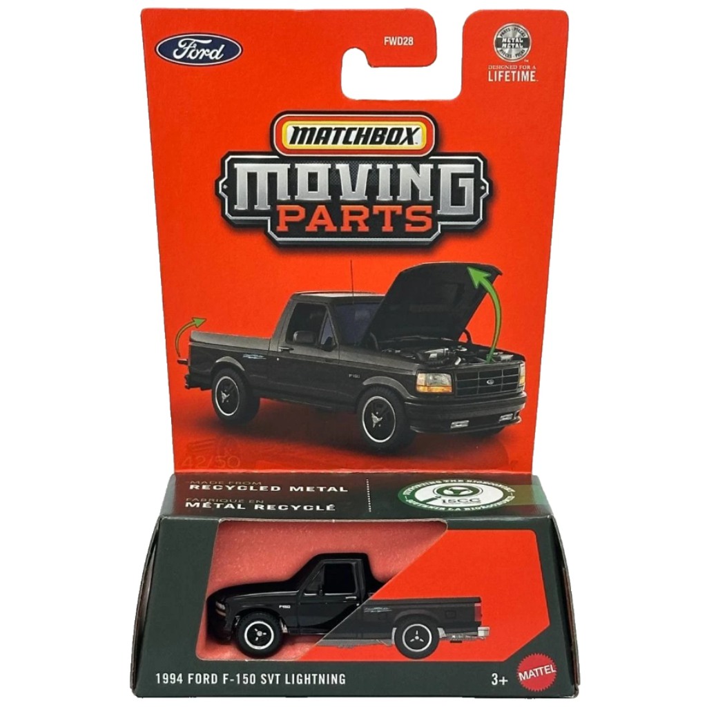 Matchbox Moving Parts: 1994 Ford F-150 SVT Lightning nyitható kisautó 1/64 - Mattel kép 1