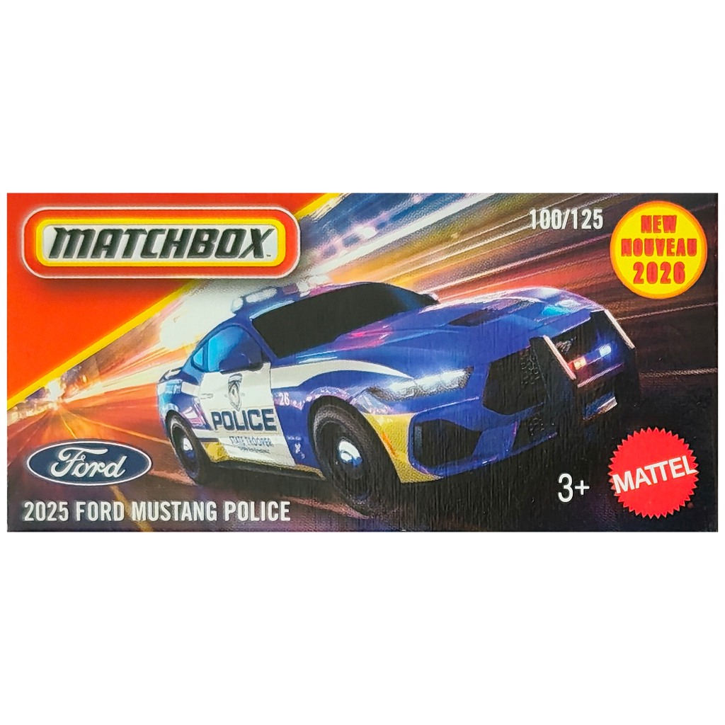 Matchbox: 2025 Ford Mustang Police kék papírdobozos kisautó 1/64 – Mattel kép 1
