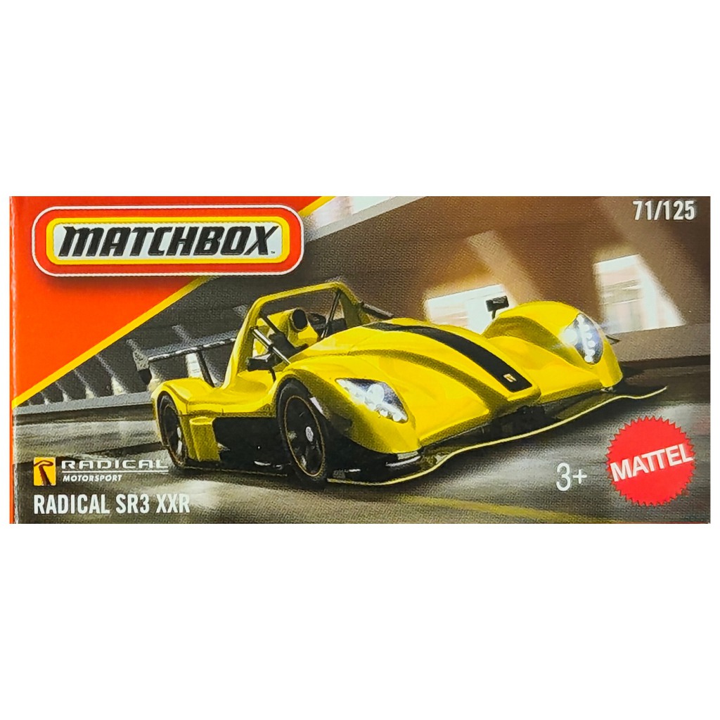 Matchbox: Radical SR3 XXR sárga papírdobozos kisautó 1/64 – Mattel kép 1