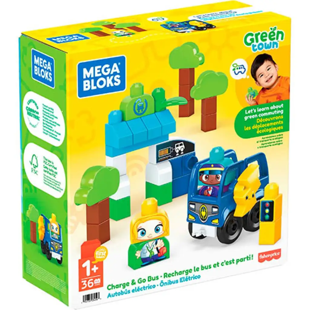 Fisher-Price: Green Town buszmegálló töltőállomással építőjáték - Mega Bloks kép 1