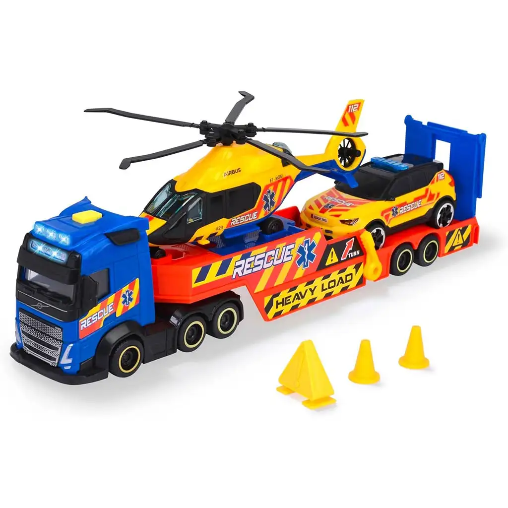 Mentő kamion helikopterrel és autóval - Dickie Toys kép 3