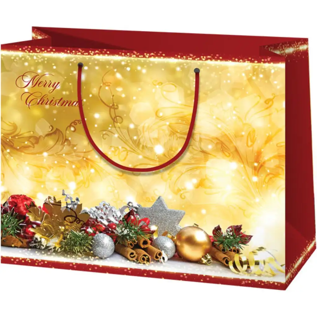 Merry Christmas mintás közepes ajándéktáska 23x10x17,8cm kép 1
