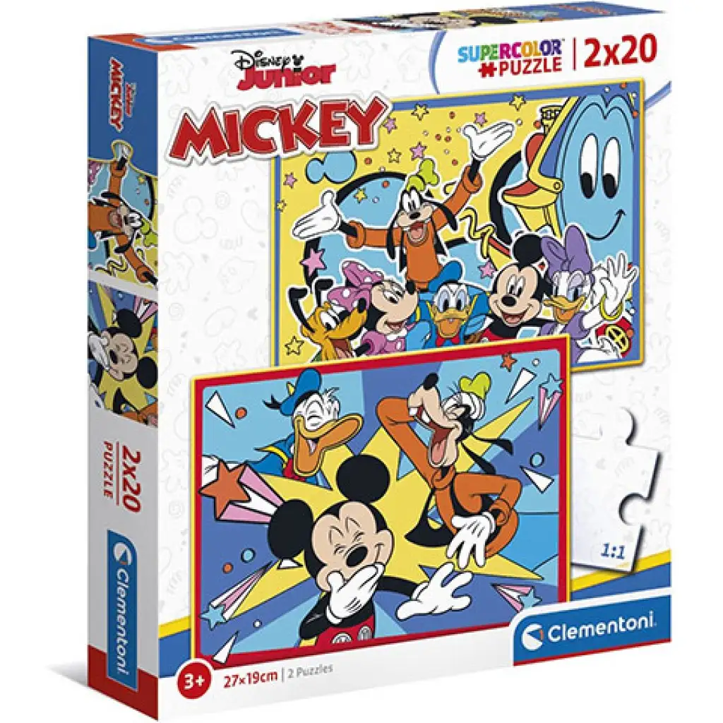 Mickey egér és barátai Supercolor 2 az 1-ben puzzle 2x20db-os - Clementoni kép 1