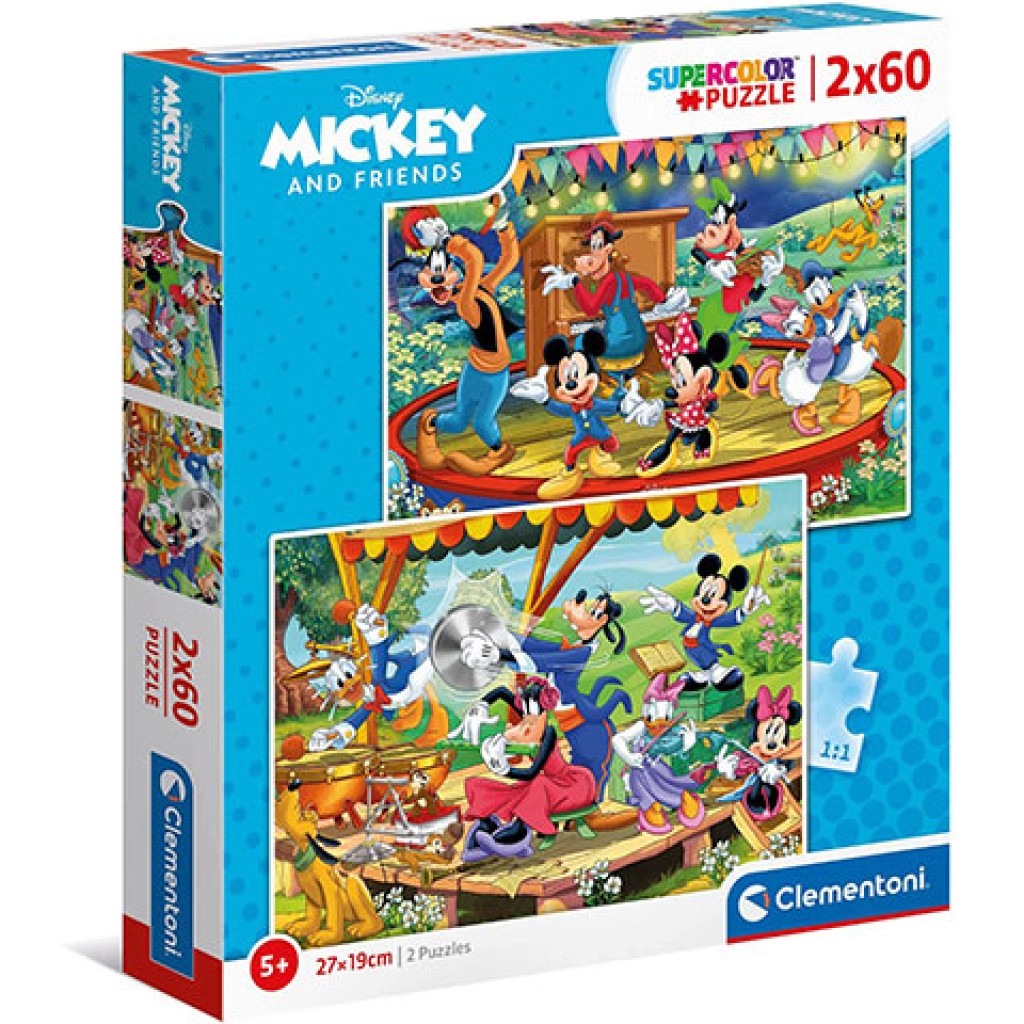 Mickey egér Supercolor 2 az 1-ben puzzle 2x60db-os - Clementoni kép 1
