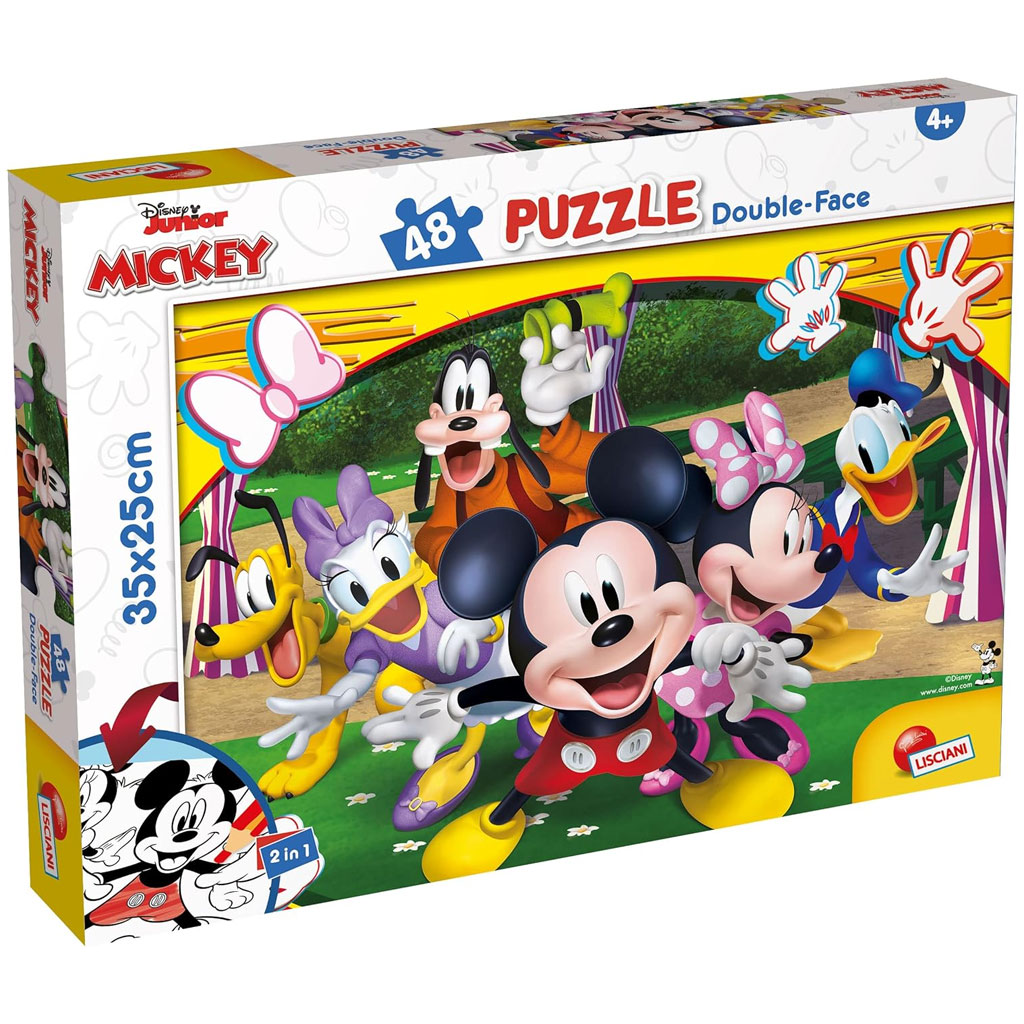 Mickey egér 2 az 1-ben 48db-os puzzle és színező 35x25cm - Lisciani kép 1