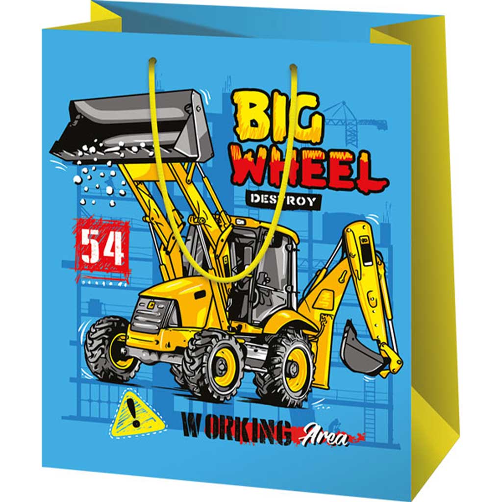 Big Wheel Munkagép mintás közepes méretű ajándéktáska 18x10x23cm kép 1