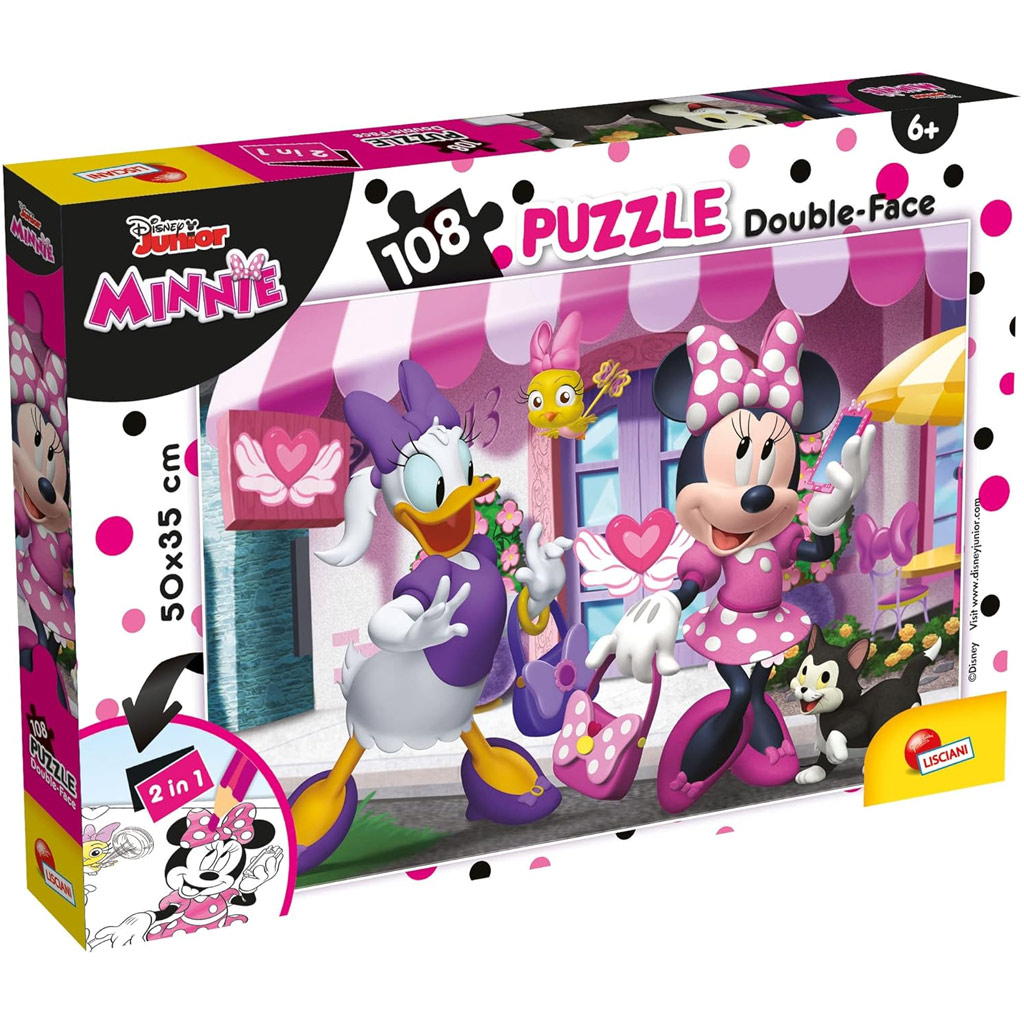 Minnie egér 2 az 1-ben 108db-os puzzle és színező 50x35cm - Lisciani kép 1