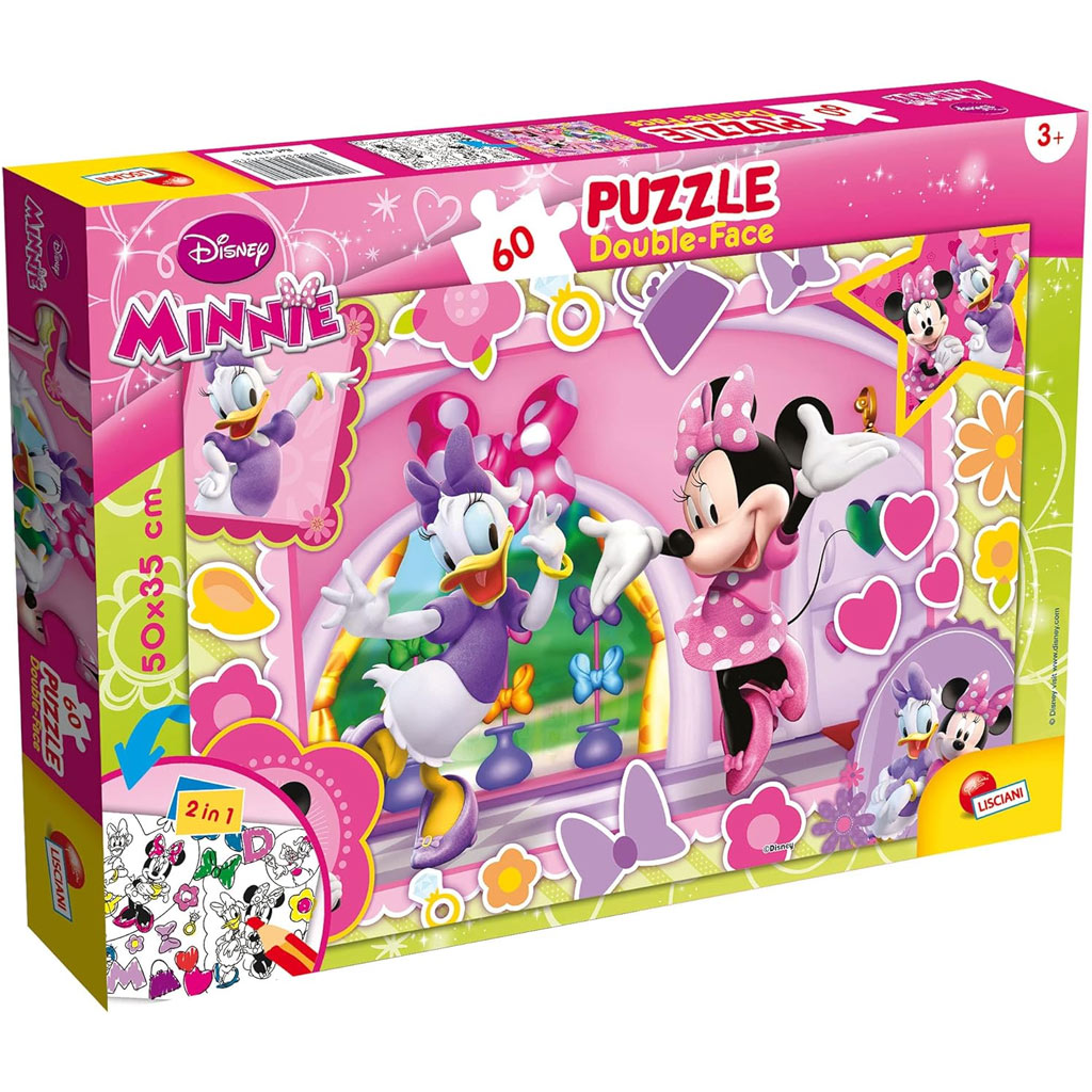 Minnie egér 2 az 1-ben 60db-os puzzle és színező 50x35cm - Lisciani kép 1