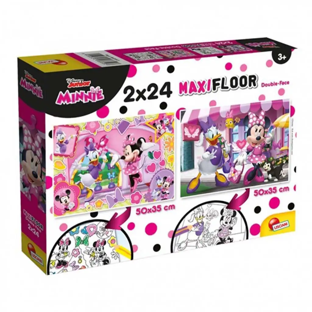 Minnie egér 2 az 1-ben maxi 2x24db-os puzzle és színező 50x35cm - Lisciani kép 1