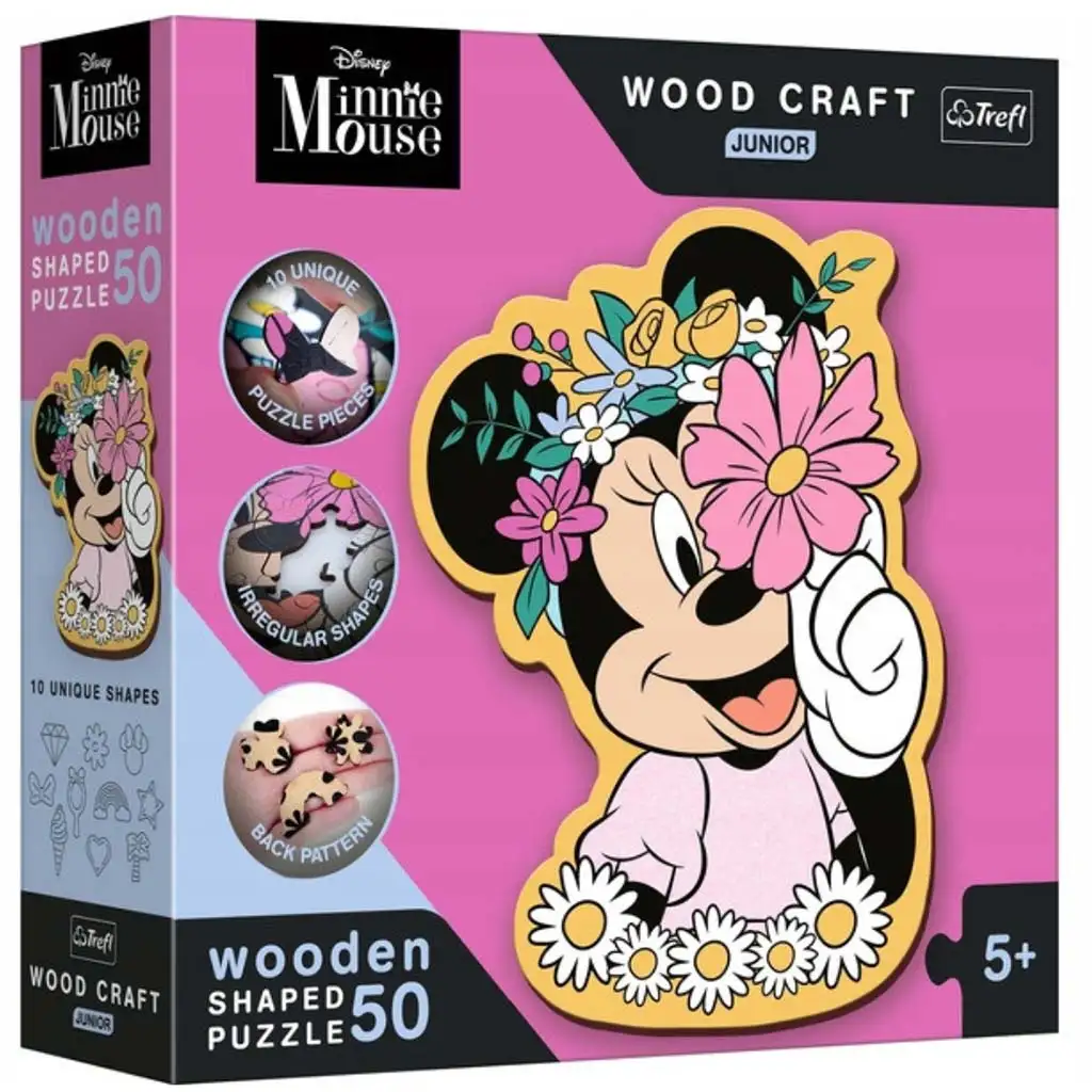 Wood Craft Junior: Disney Minnie egér világa fa puzzle 50db-os - Trefl kép 1